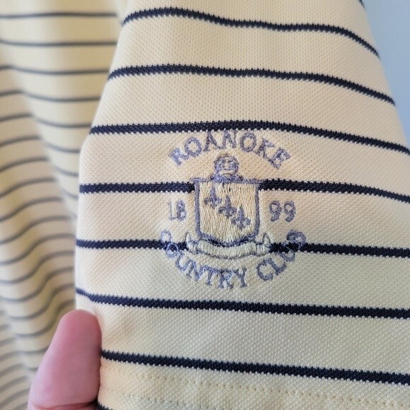 FootJoy Men's Yellow & Navy Stripe Polo Shirt Size Large - Picture 5 of 6